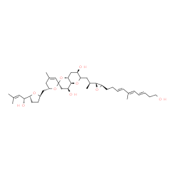 ChemSpider 2D Image | (2R,4'S,4a'S,6S,7'R,8a'R)-6-({(2R,5R)-5-[(1R)-1-Hydroxy-3-methyl-2-buten-1-yl]tetrahydro-2-furanyl}methyl)-6'-[(2S)-2-{(2R,3R)-3-[(3E,5E,7E)-10-hydroxy-5-methyl-3,5,7-decatrien-1-yl]-2-oxiranyl}propyl
]-4-methyl-4',4a',5,6,6',7',8',8a'-octahydro-3'H-spiro[pyran-2,2'-pyrano[3,2-b]pyran]-4',7'-diol | C39H60O9