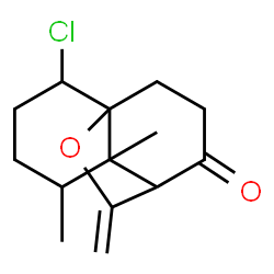 ChemSpider 2D Image | 2-Chloro-5,6-dimethyl-12-methylene-11-oxatricyclo[5.3.2.0~1,6~]dodecan-8-one | C14H19ClO2