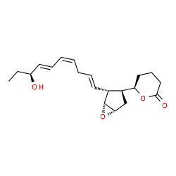 ChemSpider 2D Image | (6R)-6-{(1R,2R,3S,5S)-2-[(1E,4Z,6E,8S)-8-Hydroxy-1,4,6-decatrien-1-yl]-6-oxabicyclo[3.1.0]hex-3-yl}tetrahydro-2H-pyran-2-one | C20H28O4