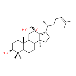 ChemSpider 2D Image | (3beta,8xi,9xi,12beta)-3-Hydroxy-4,4,14-trimethyl-18-norcholesta-13(17),24-diene-12-carboxylic acid | C30H48O3