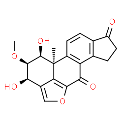 ChemSpider 2D Image | (1S,2S,3R,11bS)-1,3-Dihydroxy-2-methoxy-11b-methyl-1,2,3,7,8,11b-hexahydrocyclopenta[7,8]phenanthro[10,1-bc]furan-6,9-dione | C20H18O6