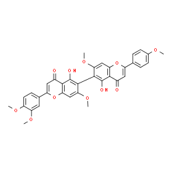 ChemSpider 2D Image | 2-(3,4-Dimethoxyphenyl)-5,5'-dihydroxy-7,7'-dimethoxy-2'-(4-methoxyphenyl)-4H,4'H-6,6'-bichromene-4,4'-dione | C35H28O11