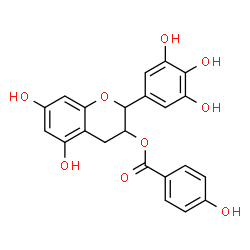 ChemSpider 2D Image | 5,7-Dihydroxy-2-(3,4,5-trihydroxyphenyl)-3,4-dihydro-2H-chromen-3-yl 4-hydroxybenzoate | C22H18O9