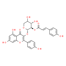 ChemSpider 2D Image | 5,7-Dihydroxy-2-(4-hydroxyphenyl)-4-oxo-4H-chromen-3-yl (4xi)-2-O-[(2E)-3-(4-hydroxyphenyl)-2-propenoyl]-alpha-L-threo-pentopyranoside | C29H24O12
