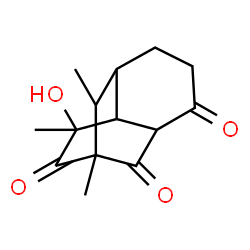 ChemSpider 2D Image | 9-Hydroxy-1,9,11-trimethyltricyclo[5.3.1.0~3,8~]undecane-2,4,10-trione | C14H18O4