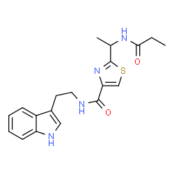 ChemSpider 2D Image | N-[2-(1H-Indol-3-yl)ethyl]-2-[1-(propionylamino)ethyl]-1,3-thiazole-4-carboxamide | C19H22N4O2S