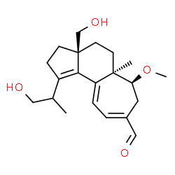 ChemSpider 2D Image | (3aS,5aR,6S)-3a-(Hydroxymethyl)-1-(1-hydroxy-2-propanyl)-6-methoxy-5a-methyl-2,3,3a,4,5,5a,6,7-octahydrocyclohepta[e]indene-8-carbaldehyde | C21H30O4