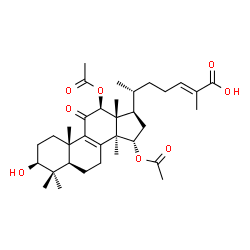 ChemSpider 2D Image | (3beta,12beta,15alpha,24E)-12,15-Diacetoxy-3-hydroxy-11-oxolanosta-8,24-dien-26-oic acid | C34H50O8