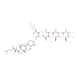 ChemSpider 2D Image | Sodium (3beta,8xi,12alpha)-12,17-dihydroxy-18,22-dioxo-18,20-epoxylanost-9(11)-en-3-yl 3-O-methyl-beta-D-allopyranosyl-(1->3)-beta-D-allopyranosyl-(1->4)-6-deoxy-beta-D-allopyranosyl-(1->2)-4-O-sulfon
ato-beta-D-ribopyranoside | C54H85NaO27S