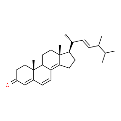 ChemSpider 2D Image | (9xi,22E,24xi)-Ergosta-4,6,8(14),22-tetraen-3-one | C28H40O