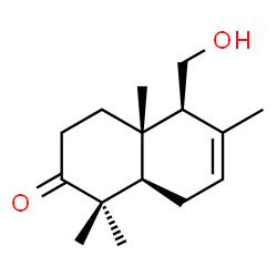 ChemSpider 2D Image | (4aS,5S,8aR)-5-(Hydroxymethyl)-1,1,4a,6-tetramethyl-3,4,4a,5,8,8a-hexahydro-2(1H)-naphthalenone | C15H24O2