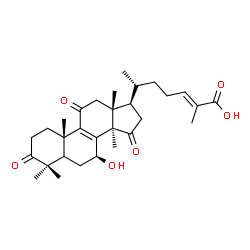 ChemSpider 2D Image | (5xi,7beta,24E)-7-Hydroxy-3,11,15-trioxolanosta-8,24-dien-26-oic acid | C30H42O6