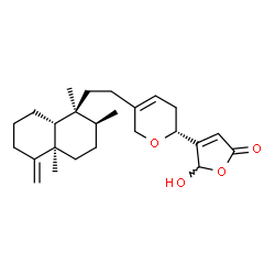 ChemSpider 2D Image | 5-Hydroxy-4-[(2R)-5-{2-[(1S,2S,4aR,8aR)-1,2,4a-trimethyl-5-methylenedecahydro-1-naphthalenyl]ethyl}-3,6-dihydro-2H-pyran-2-yl]-2(5H)-furanone | C25H36O4