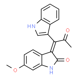 ChemSpider 2D Image | (3Z)-3-[1-(1H-Indol-3-yl)-2-oxopropylidene]-6-methoxy-1,3-dihydro-2H-indol-2-one | C20H16N2O3