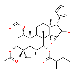 ChemSpider 2D Image | (1aR,3S,3aS,5bR,6S,8R,8aR,10aR,11S,11aS,11bS)-6,8-Diacetoxy-3-(3-furyl)-3a,5b,8a,11a-tetramethyl-2-oxohexadecahydro-1aH-oxireno[2',3']cyclopenta[1',2':7,8]phenanthro[10,1-bc]furan-11-yl 2-methylbutano
ate | C35H46O10