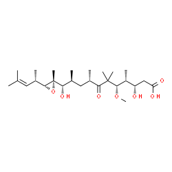 ChemSpider 2D Image | (1R)-1,2-Anhydro-4-[(2S,5S,6R,7S)-8-carboxy-7-hydroxy-5-methoxy-2,4,4,6-tetramethyl-3-oxooctyl]-4,5-dideoxy-2-methyl-1-[(2S)-4-methyl-3-penten-2-yl]-D-threo-pentitol | C26H46O7