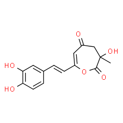 ChemSpider 2D Image | 7-[(E)-2-(3,4-Dihydroxyphenyl)vinyl]-3-hydroxy-3-methyl-3,4-dihydro-2,5-oxepinedione | C15H14O6