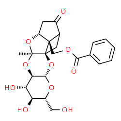 ChemSpider 2D Image | [(2aR,3aR,4aR,5S,6S,7R,8aS,9aR,10bR)-5,6-Dihydroxy-7-(hydroxymethyl)-3a-methyl-1-oxooctahydro-5H-3,4,8,9-tetraoxacyclobuta[1,6]pentaleno[1,2-b]naphthalen-10b(1H)-yl]methyl benzoate | C23H26O10
