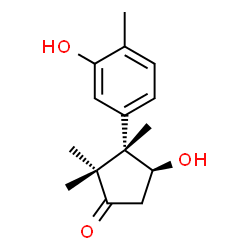 ChemSpider 2D Image | (3S,4S)-4-Hydroxy-3-(3-hydroxy-4-methylphenyl)-2,2,3-trimethylcyclopentanone | C15H20O3