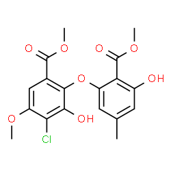 ChemSpider 2D Image | Methyl 4-chloro-3-hydroxy-2-[3-hydroxy-2-(methoxycarbonyl)-5-methylphenoxy]-5-methoxybenzoate | C18H17ClO8