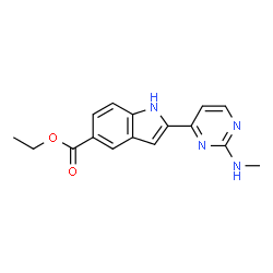 ChemSpider 2D Image | Ethyl 2-[2-(methylamino)-4-pyrimidinyl]-1H-indole-5-carboxylate | C16H16N4O2