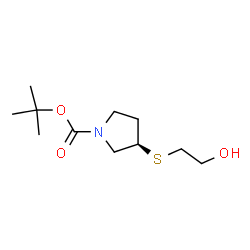 ChemSpider 2D Image | TERT-BUTYL (3R)-3-[(2-HYDROXYETHYL)SULFANYL]PYRROLIDINE-1-CARBOXYLATE | C11H21NO3S