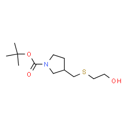 ChemSpider 2D Image | tert-Butyl 3-(((2-hydroxyethyl)thio)methyl)pyrrolidine-1-carboxylate | C12H23NO3S