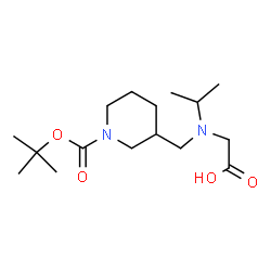 ChemSpider 2D Image | N-Isopropyl-N-[(1-{[(2-methyl-2-propanyl)oxy]carbonyl}-3-piperidinyl)methyl]glycine | C16H30N2O4