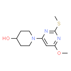 ChemSpider 2D Image | 1-(6-Methoxy-2-(methylthio)pyrimidin-4-yl)piperidin-4-ol | C11H17N3O2S