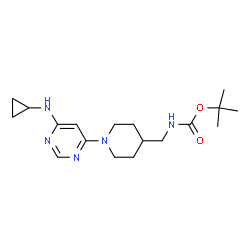 ChemSpider 2D Image | TERT-BUTYL N-({1-[6-(CYCLOPROPYLAMINO)PYRIMIDIN-4-YL]PIPERIDIN-4-YL}METHYL)CARBAMATE | C18H29N5O2