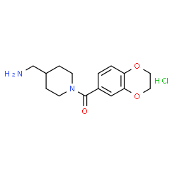 ChemSpider 2D Image | (4-(Aminomethyl)piperidin-1-yl)(2,3-dihydrobenzo[b][1,4]dioxin-6-yl)methanone hydrochloride | C15H21ClN2O3