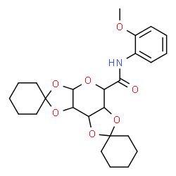 ChemSpider 2D Image | N-(2-Methoxyphenyl)tetrahydro-3a'H-dispiro[cyclohexane-1,2'-bis[1,3]dioxolo[4,5-b:4',5'-d]pyran-7',1''-cyclohexane]-5'-carboxamide | C25H33NO7