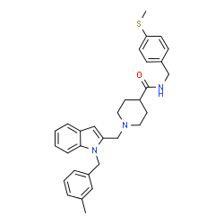 ChemSpider 2D Image | 1-{[1-(3-Methylbenzyl)-1H-indol-2-yl]methyl}-N-[4-(methylsulfanyl)benzyl]-4-piperidinecarboxamide | C31H35N3OS