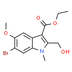 ChemSpider 2D Image | Ethyl 6-bromo-2-(hydroxymethyl)-5-methoxy-1-methyl-1H-indole-3-carboxylate | C14H16BrNO4