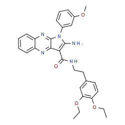ChemSpider 2D Image | 2-Amino-N-[2-(3,4-diethoxyphenyl)ethyl]-1-(3-methoxyphenyl)-1H-pyrrolo[2,3-b]quinoxaline-3-carboxamide | C30H31N5O4