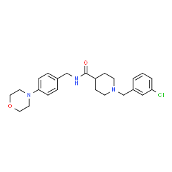 ChemSpider 2D Image | 1-(3-Chlorobenzyl)-N-[4-(4-morpholinyl)benzyl]-4-piperidinecarboxamide | C24H30ClN3O2