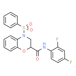 ChemSpider 2D Image | N-(2,4-Difluorophenyl)-4-(phenylsulfonyl)-3,4-dihydro-2H-1,4-benzoxazine-2-carboxamide | C21H16F2N2O4S