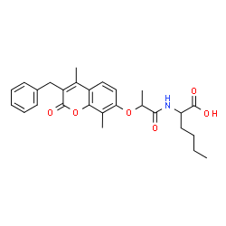 ChemSpider 2D Image | N-{2-[(3-Benzyl-4,8-dimethyl-2-oxo-2H-chromen-7-yl)oxy]propanoyl}norleucine | C27H31NO6