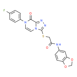 ChemSpider 2D Image | N-(1,3-Benzodioxol-5-yl)-2-{[7-(4-fluorophenyl)-8-oxo-7,8-dihydro[1,2,4]triazolo[4,3-a]pyrazin-3-yl]sulfanyl}acetamide | C20H14FN5O4S