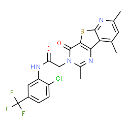 ChemSpider 2D Image | N-[2-Chloro-5-(trifluoromethyl)phenyl]-2-(2,7,9-trimethyl-4-oxopyrido[3',2':4,5]thieno[3,2-d]pyrimidin-3(4H)-yl)acetamide | C21H16ClF3N4O2S
