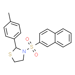 ChemSpider 2D Image | 2-(4-Methylphenyl)-3-(2-naphthylsulfonyl)-1,3-thiazolidine | C20H19NO2S2