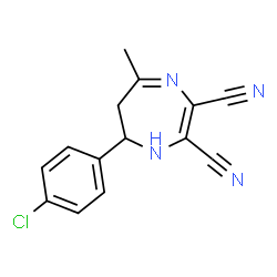 ChemSpider 2D Image | 7-(4-Chlorophenyl)-5-methyl-6,7-dihydro-1H-1,4-diazepine-2,3-dicarbonitrile | C14H11ClN4