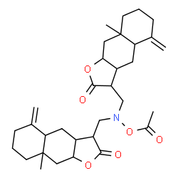ChemSpider 2D Image | 3,3'-[(Acetoxyimino)bis(methylene)]bis(8a-methyl-5-methylenedecahydronaphtho[2,3-b]furan-2(3H)-one) | C32H45NO6