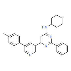 ChemSpider 2D Image | Cyclohexyl-[2-phenyl-6-(5-p-tolyl-pyridin-3-yl)-pyrimidin-4-yl]-amine | C28H28N4