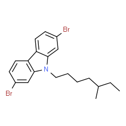 ChemSpider 2D Image | 2,7-Dibromo-9-(5-methylheptyl)-9H-carbazole | C20H23Br2N