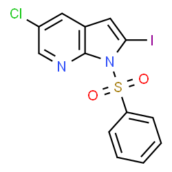 ChemSpider 2D Image | 5-Chloro-2-iodo-1-(phenylsulfonyl)-1H-pyrrolo[2,3-b]pyridine | C13H8ClIN2O2S