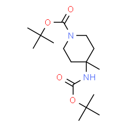 ChemSpider 2D Image | tert-Butyl 4-((tert-butoxycarbonyl)amino)-4-methylpiperidine-1-carboxylate | C16H30N2O4