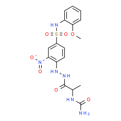 ChemSpider 2D Image | 4-{2-[2-(Carbamoylamino)propanoyl]hydrazino}-N-(2-methoxyphenyl)-3-nitrobenzenesulfonamide | C17H20N6O7S