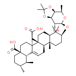 ChemSpider 2D Image | (3beta)-3-[(6-Deoxy-3,4-O-isopropylidene-beta-D-galactopyranosyl)oxy]urs-12-ene-27,28-dioic acid | C39H60O9
