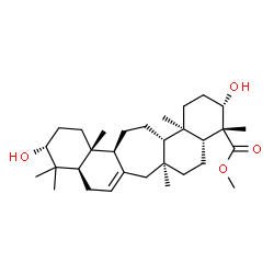 ChemSpider 2D Image | Methyl (3S,4R,4aR,6aS,9aR,11R,13aR,13bS,15aS,15bR)-3,11-dihydroxy-4,6a,10,10,13a,15b-hexamethyl-2,3,4,4a,5,6,6a,7,9,9a,10,11,12,13,13a,13b,14,15,15a,15b-icosahydro-1H-naphtho[2',1':4,5]cyclohepta[1,2-
a]naphthalene-4-carboxylate | C31H50O4